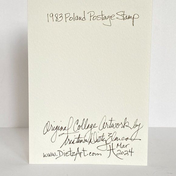 Collage Art Handmade Original Blank Greeting Card and Envelope Vintage Polish Po - Picture 4 of 5